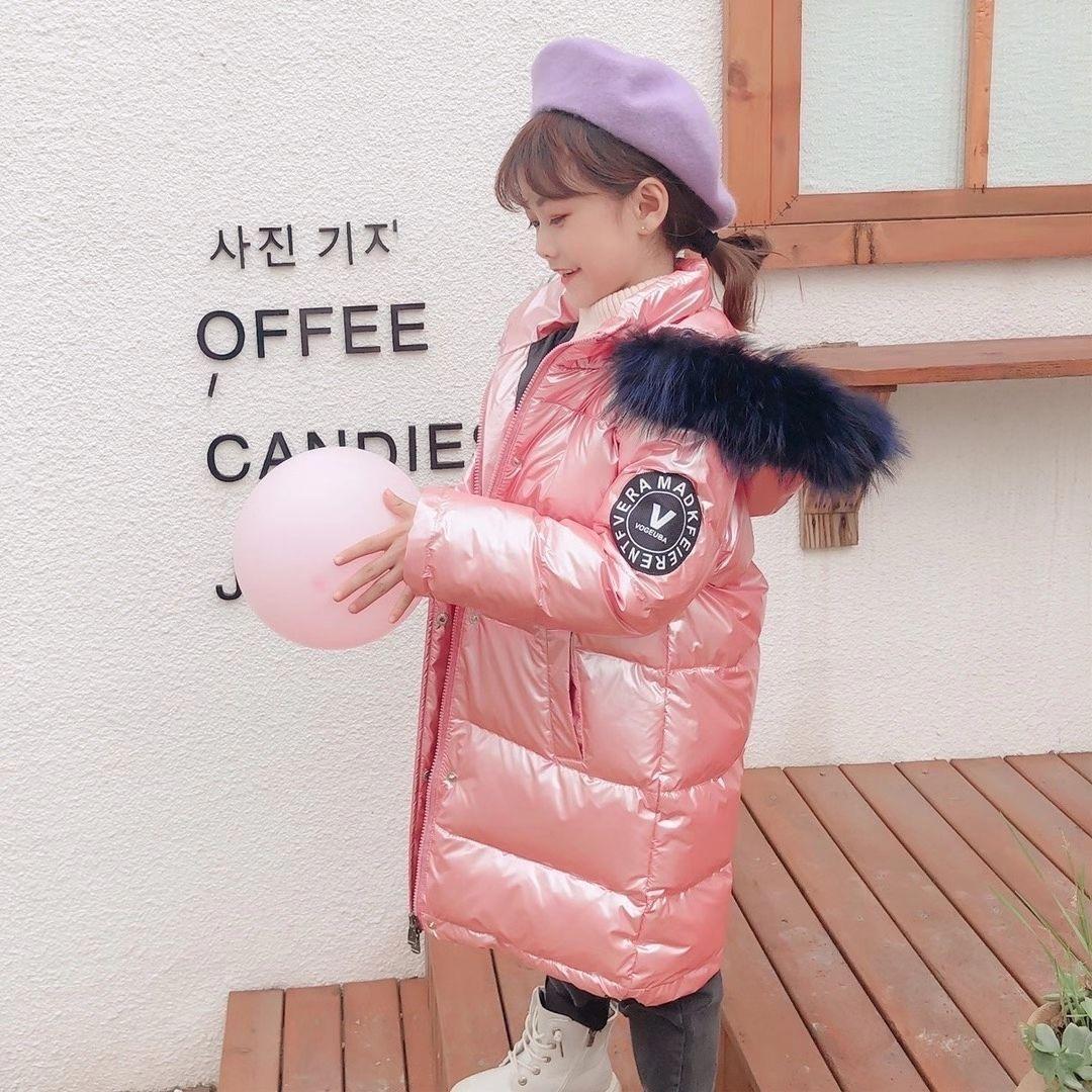 

Зимняя куртка для девочек-подростков, длинная, водонепроницаемая, блестящая, с капюшоном, на молнии, детская верхняя одежда, детская парка, зимний комбинезон 170 красный