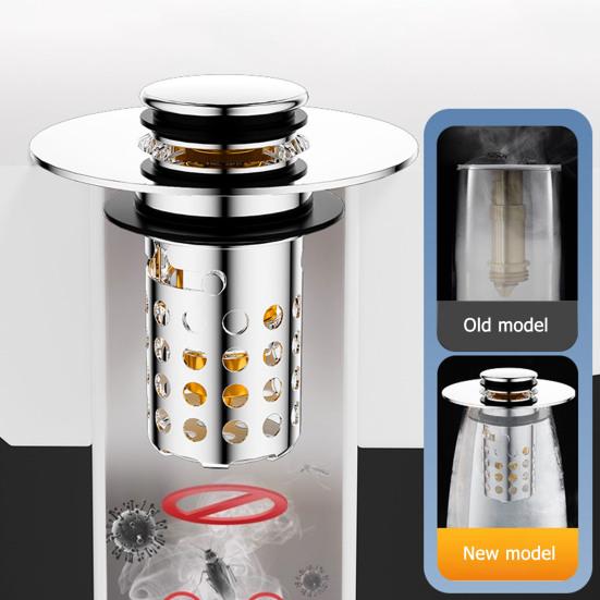 Bathroom Sink Drain Strainer Universal 3 in 1 Pop Up Stopper with Detachable