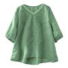 Women Vintage Embroidered V Neck Loose Fit Puff Sleeve T Shirt Casual Relaxed Fit Top for Daily Wear Spring Summer Outfits
