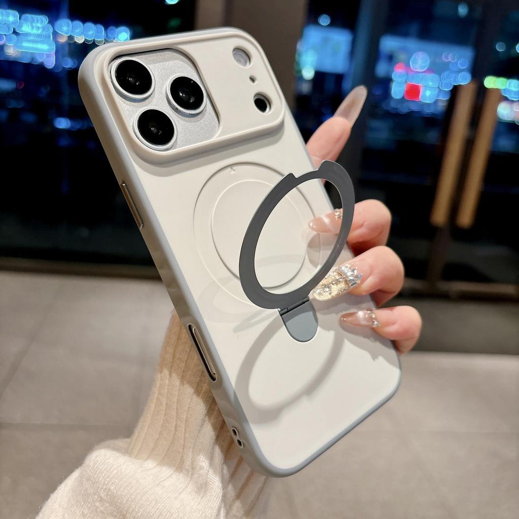 Apple iPhone 17 Pro Max Anti-Slip Skin-Feel Phone Case with Magnetic Metal Bracket for iPhone 16 - Protective Cover 15