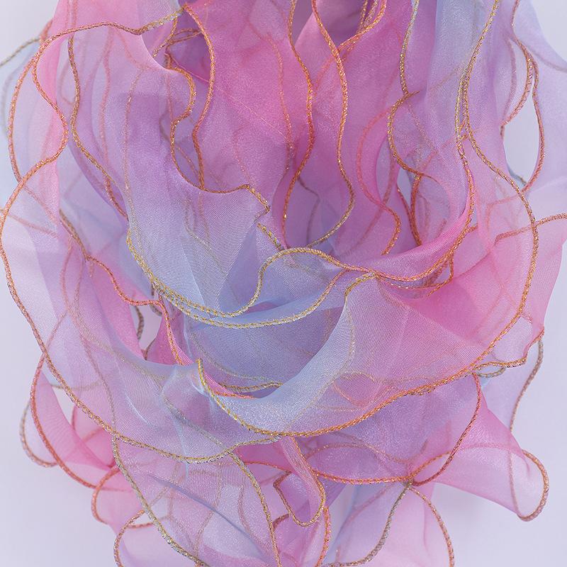 10Yards 4cm Iridescent Fishtail Edge Oganza Ribbon for DIY Headwear Hat Decor Gift Wrapping Craft Accessories Sewing Supplies