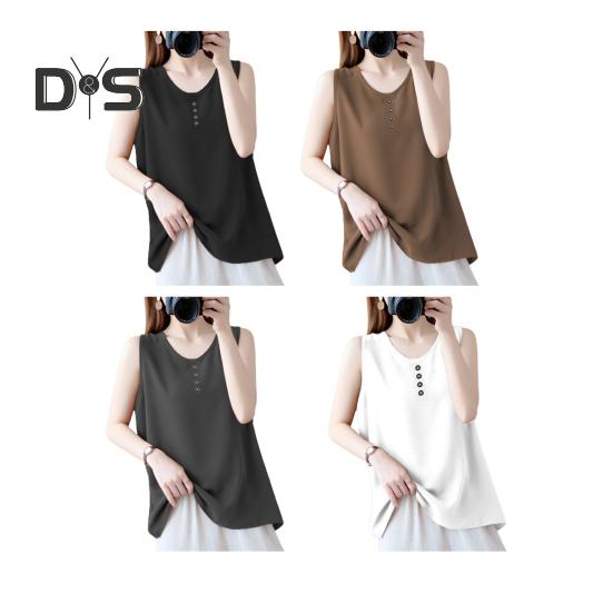 Women Vest O-Neck Sleeveless Solid Color Tank Tops Loose Fit Breathable Casual Vest Holidays Parties Daily Wear
