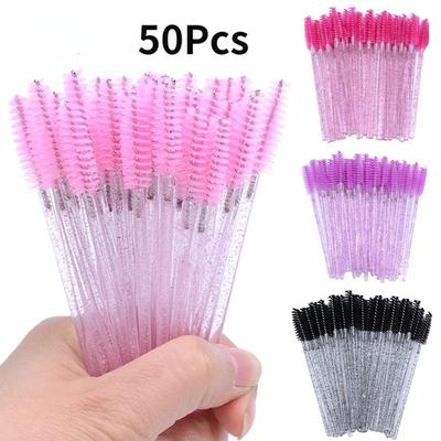 Brosse à cils en cristal jetable, outils d'extension de cils, brosse à sourcils, pinceaux cosmétiques, outils de maquillage, 50 pièces