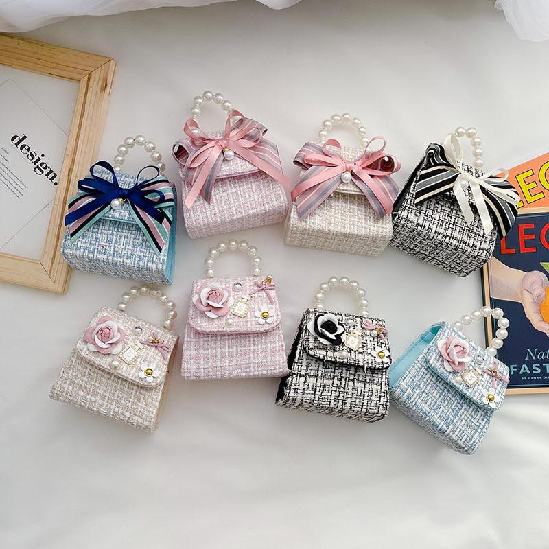 Adorable Children's Bowknot Crossbody Bag Fashionable Floral Design For Girls