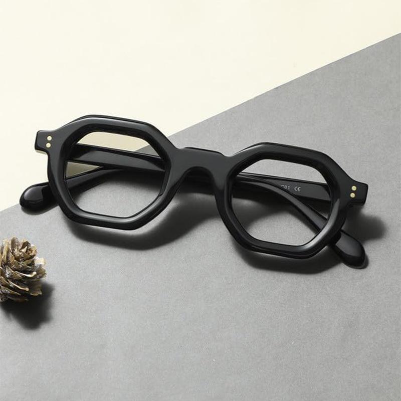Retro Anti-Blue Light Computer Glasses Frame Men Women Polygon Leopard Optical Spectacle Frame Fake Glasses Trendy TR90 Eyewear