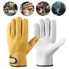Leather Work Gloves for Welding Gardening Tree Planting Auto Repair Heavy Duty Construction Safety Hand Protection