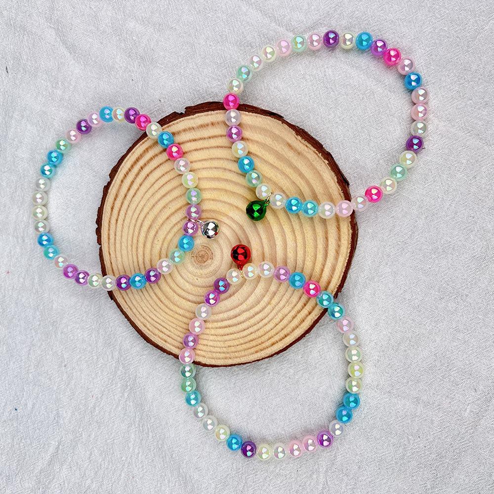 Colorful Elastic Pet Collar with Macaron Bell - Stylish Necklace for Cats and Dogs