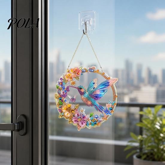Artistic Hanging Ornament Flower Print Sun Catcher, Acrylic Colorful Owl Hummingbird Dragonfly Suncatcher, Suncatcher Ornament, Home Window