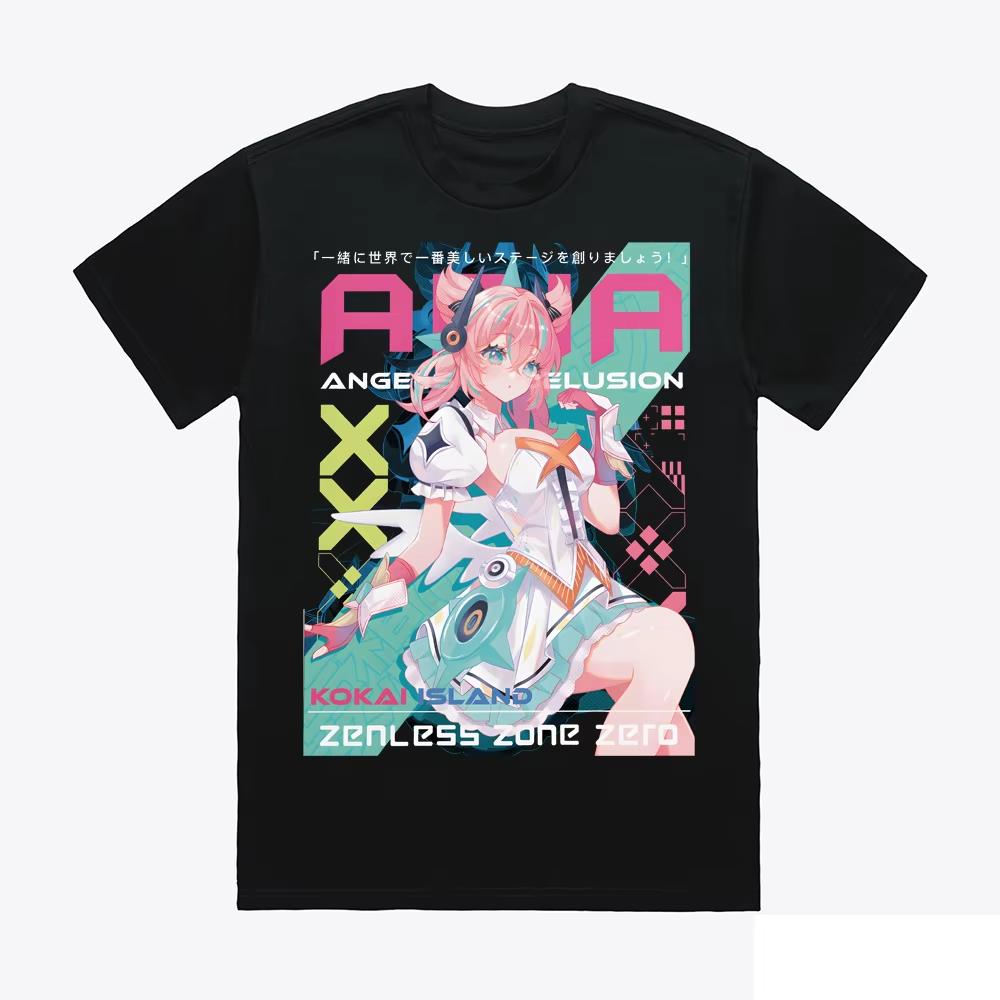 Summer Zenless Zone Zero ZZZ Aria Unisex Cotton T-shirt Trendy Harajuku Graphic Printed Top T-shirt