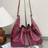 Medium Chain Shoulder Bag Crossbody Women Daily Use Water Bucket Style PU Leather With Magnetic