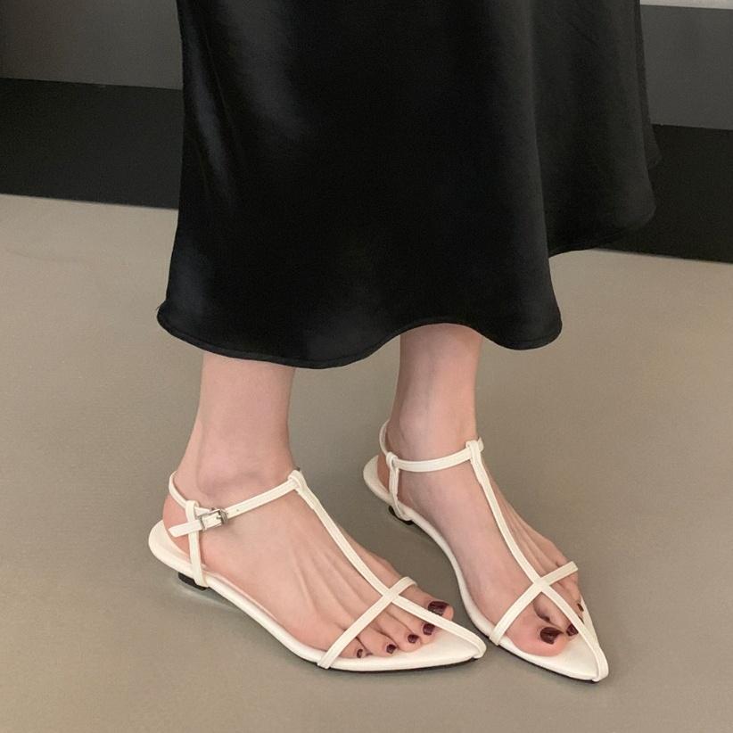 

Fashion Bailamos 2025 Summer New Brand Women Sandal Shoes Fashion Narrow Band Ladies Gladiator Shoes Low Wedge Heel Dress Slides Shoes 39 бежевый