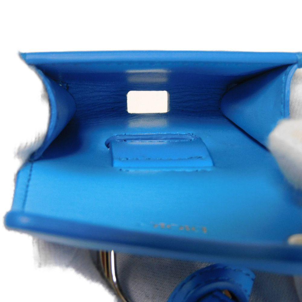 Used Airpods Pro Case 10656 2ADKH271UCL 7950 Flap Magnetic Smooth Calfskin Neck Strap Logo Metal Blue Unisex from Japan