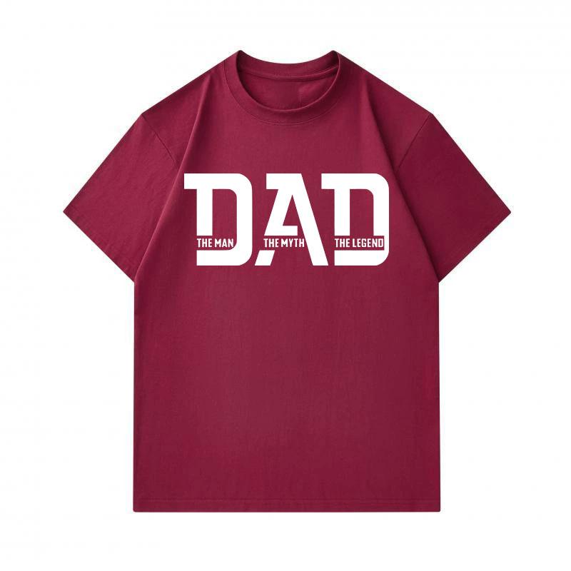 Men's 100% Cotton Crew Neck Short Sleeve T-Shirt, DAD The Man The Myth The Legend Print Casual Comfortable Father's Day Gift Tops For Daily Wear