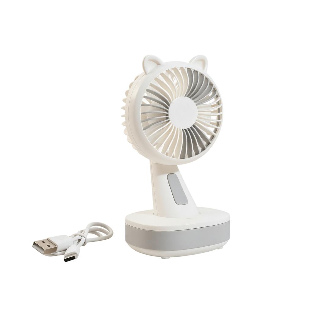 Mini USB Desktop Fan with Cat Ear Design Adjustable 3-Speed Settings Portable Table Fan for Office Dormitory Study Room Use