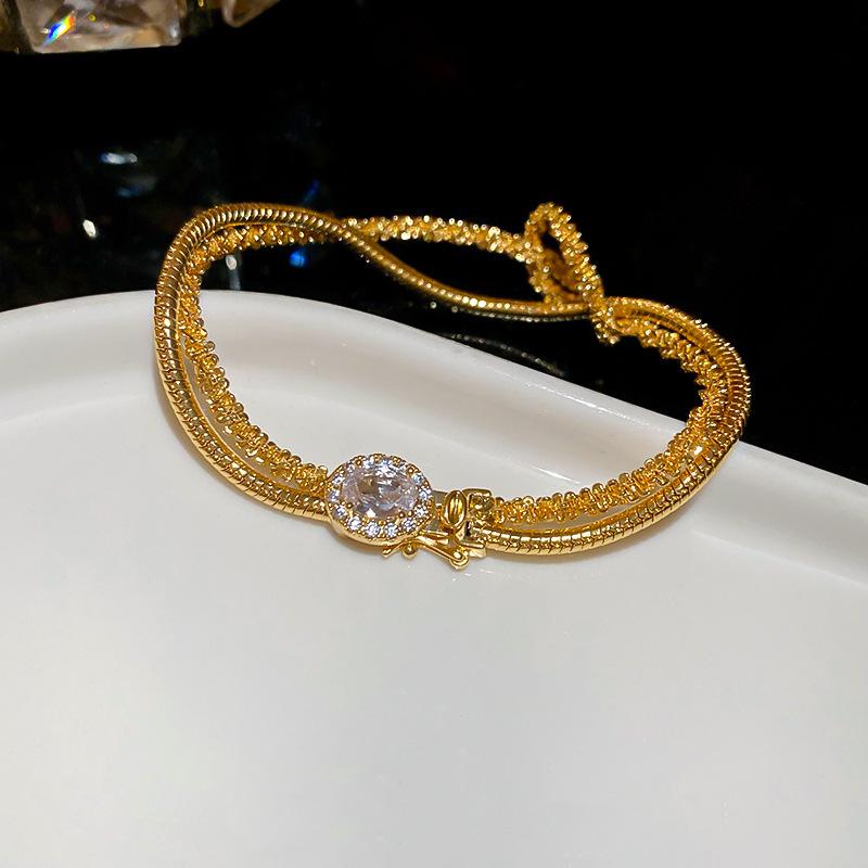 Koreanischer Stil Zirkon Quadratische Schnalle Leichter Luxus Armreif – Eleganter, Vielseitiger Armreif