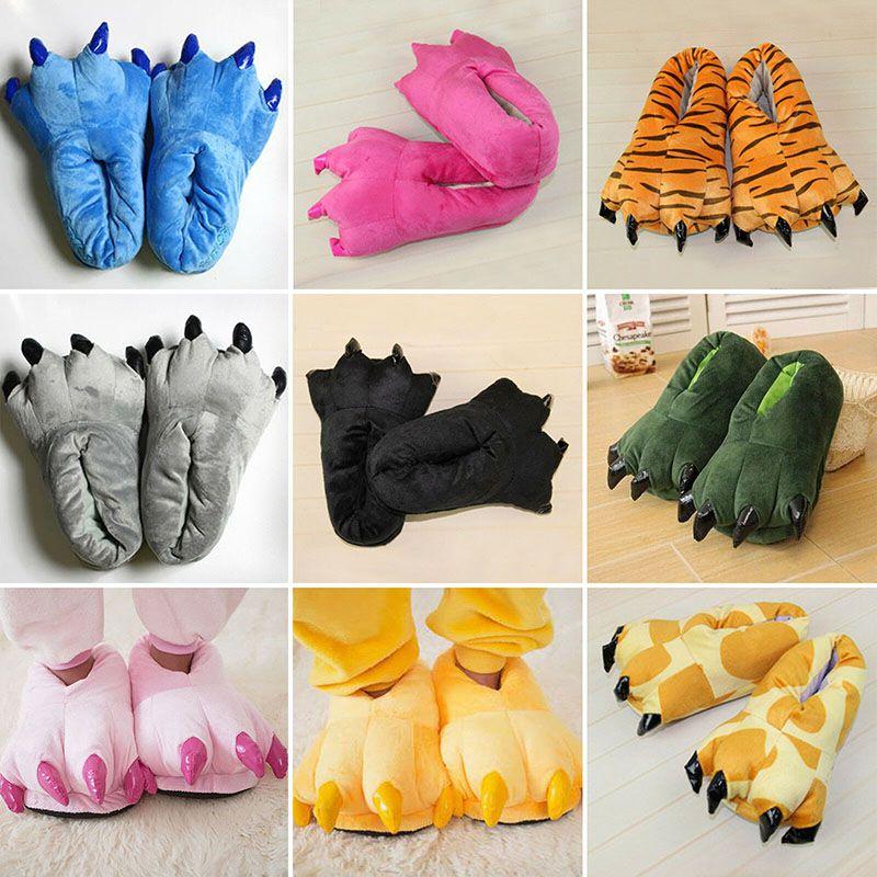 Cozy Dinosaur Cosplay Costume Slippers With Soft Plush Paw Shoes For Winter Warmth
