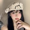 Japanese Style Flower Hat Breathable Crochet Knitted Cap Brimless Hollowed Out Beret  Holiday