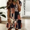 Ladies V Neck Charming Aster Floral Plus Size Summer Short Sleeve Loose Dress
