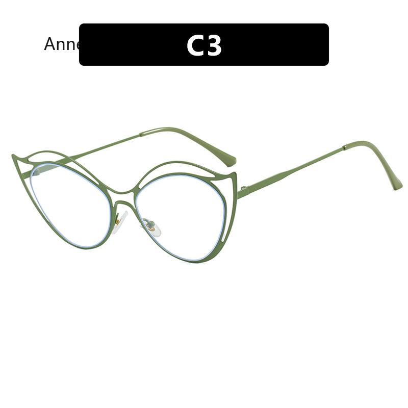 Fashion Women Metal Anti Blue Rays Glasses Cat Eye Computer Goggles Big Frame Eyeglasses Vision Care Blue Light Blocking Eyewear