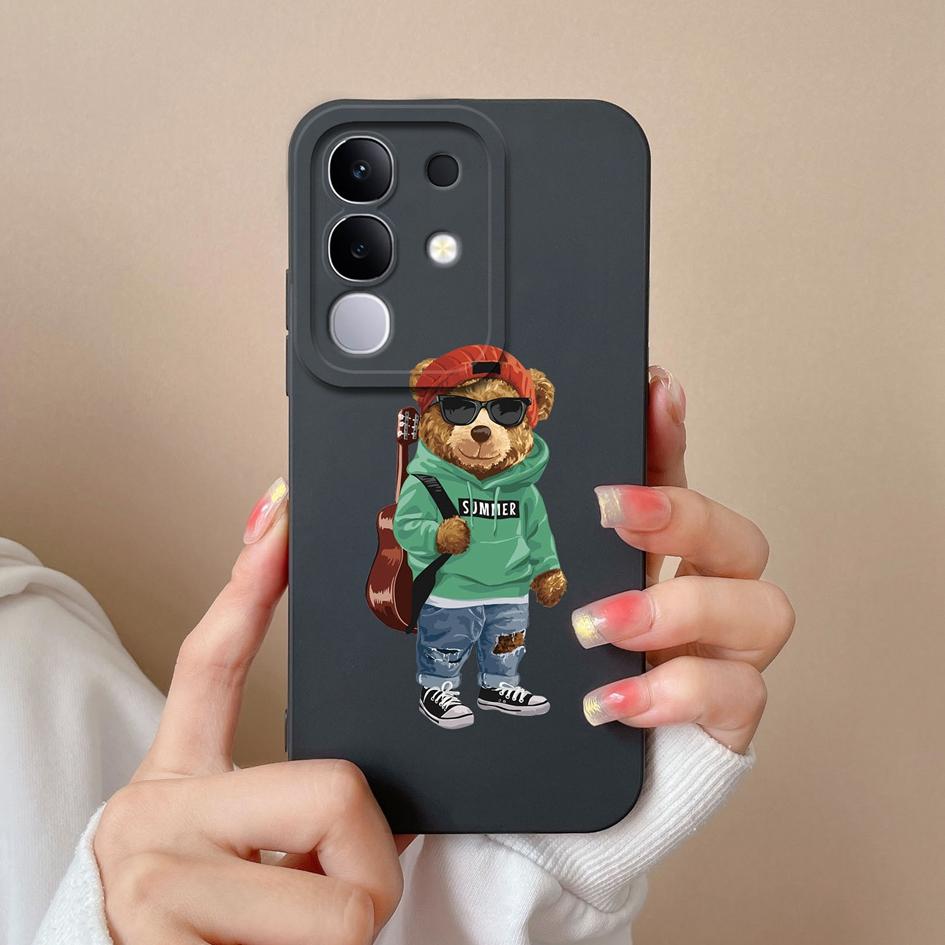 For Vivo T4x Y29 Y29S Y39 S19 Pro Y19S V30 V40e V50 Y04 iQOO Z9s V40 Lite(IDN) Phone Cases Popular Bear Liquid Silicone Shockproof Shell For Vivo Capa