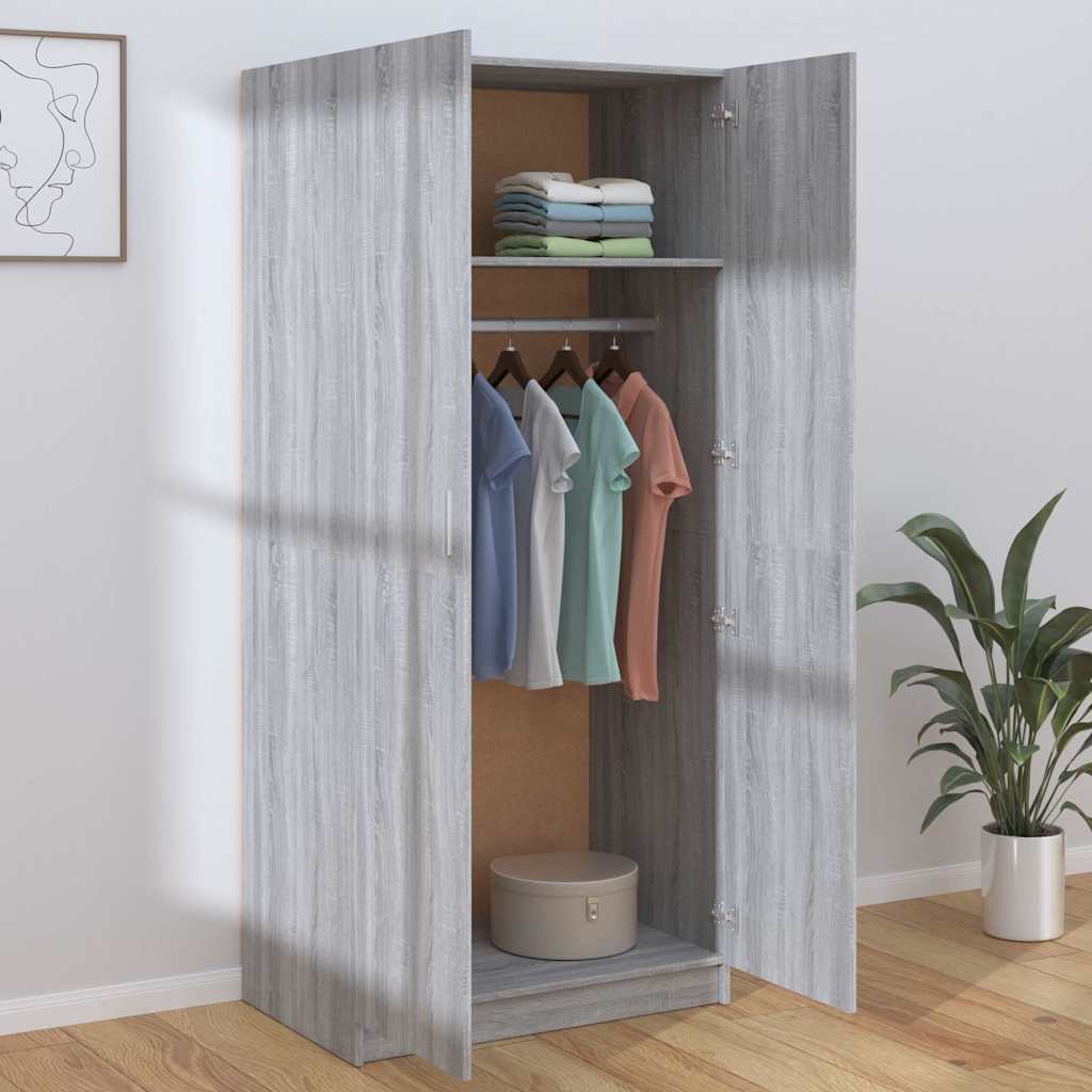 vidaXL Kleiderschrank Grau Sonoma 80x52x180 cm Holzwerkstoff