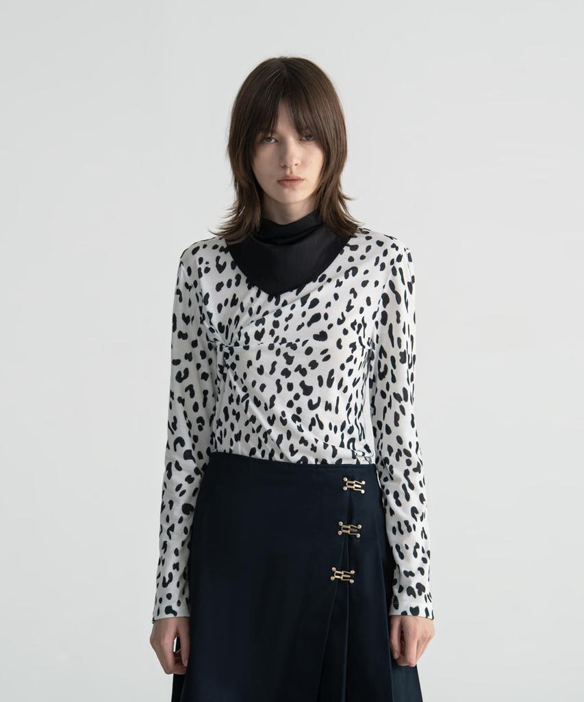 NOICE Leopard Twist T-Shirt - Off White