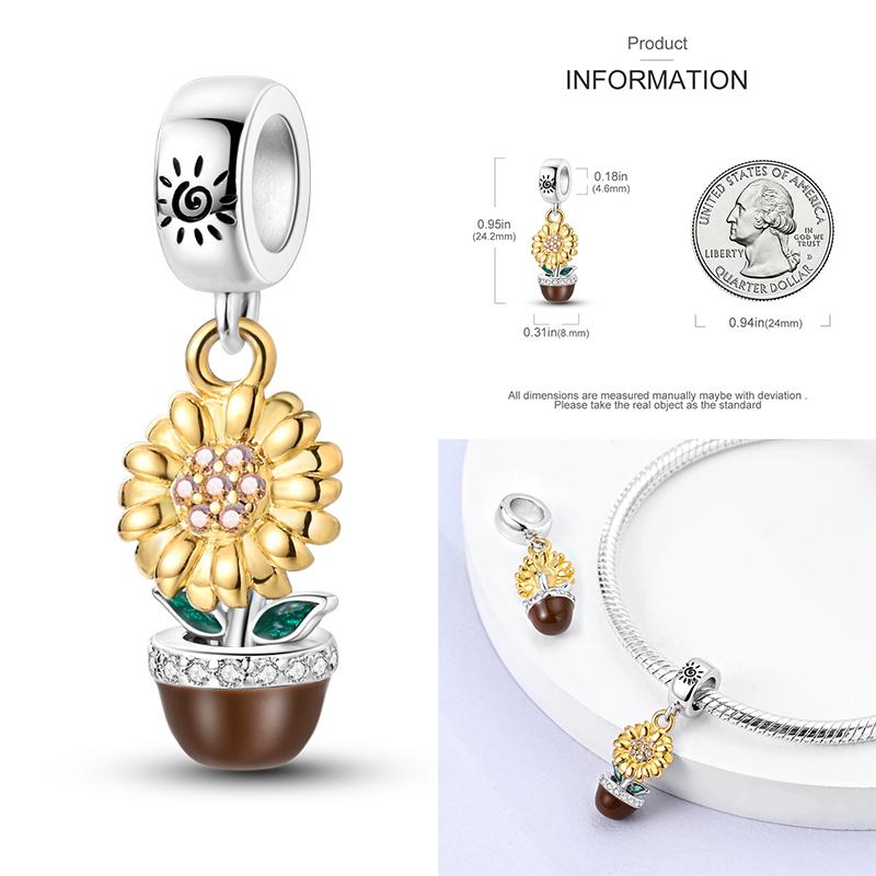 Copper Lavender Tulips Pansy Iris Charm Beads Colorful Flower Dangle Fit Original Bracelet Diy Jewelry Gift