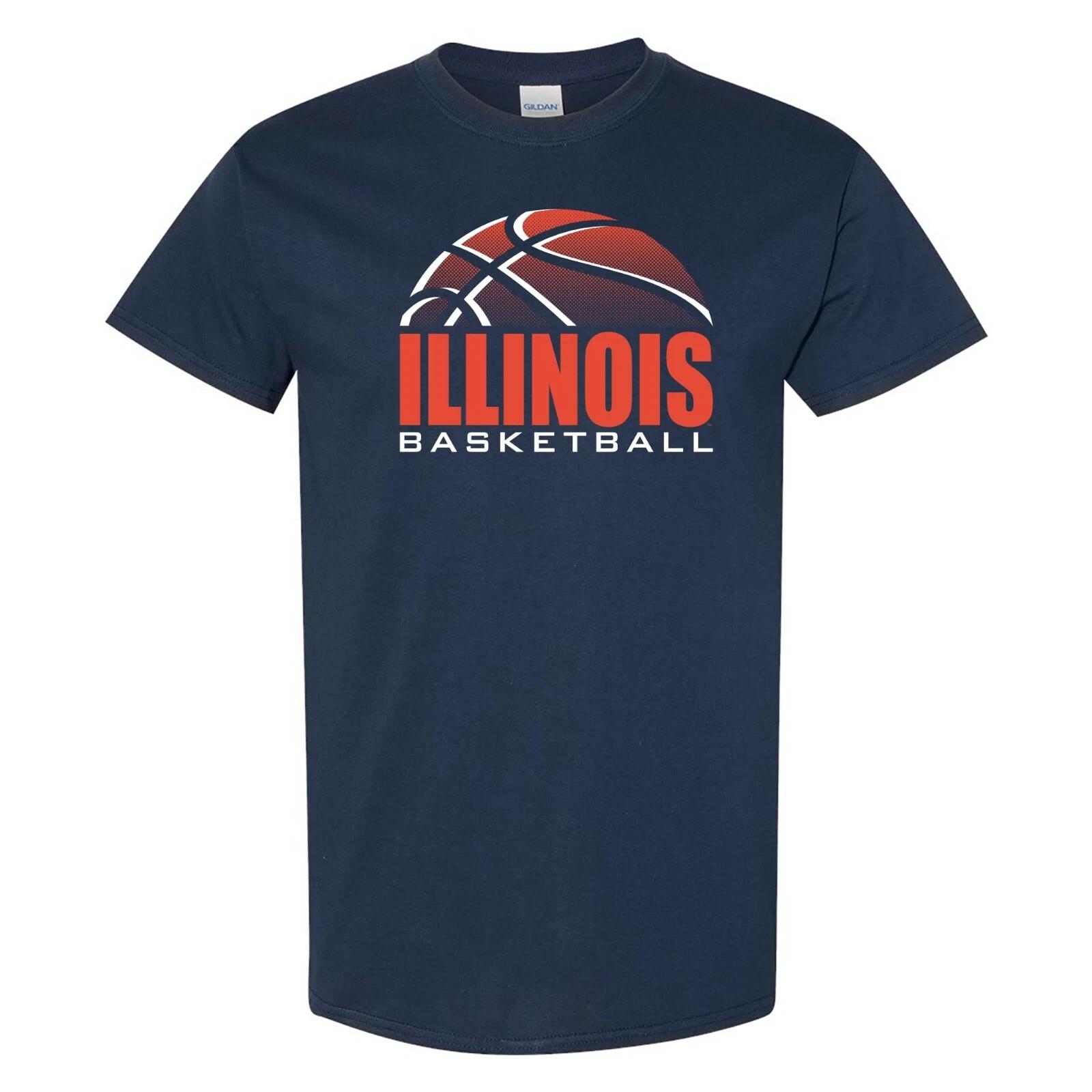 Illinois Fighting Illini Basketball Shadow T Shirt - Navy XL