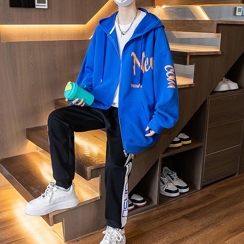 Teen Cardigan Sweatshirt Boy Autumn Fashion Hooded Top Middle School Student Trendy Sports Jacket Casual Jacket