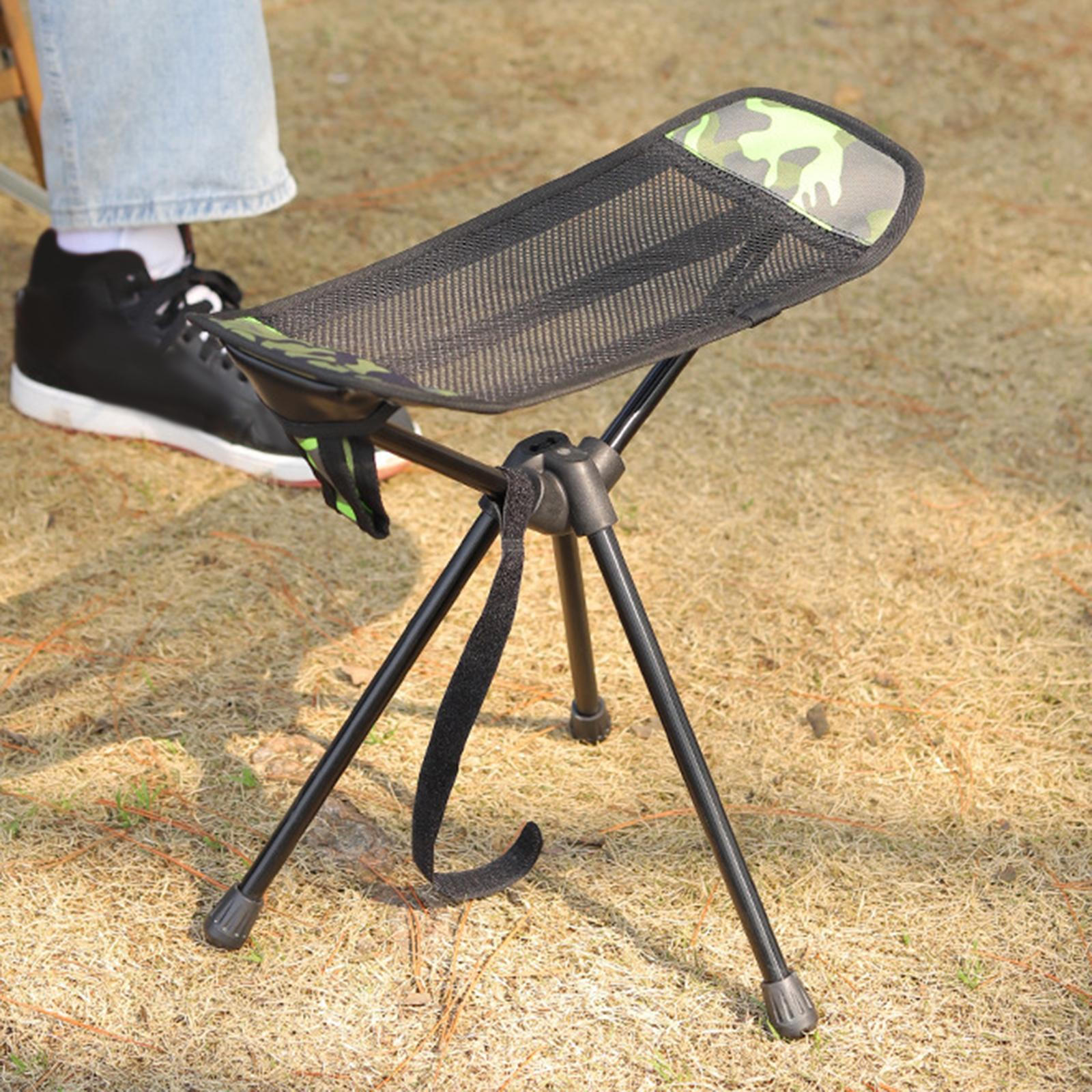 Collapsible Footstool Foot Rest Tripod Slacker Recliner Seat Stool with Folding for Hiking Travel green camouflage