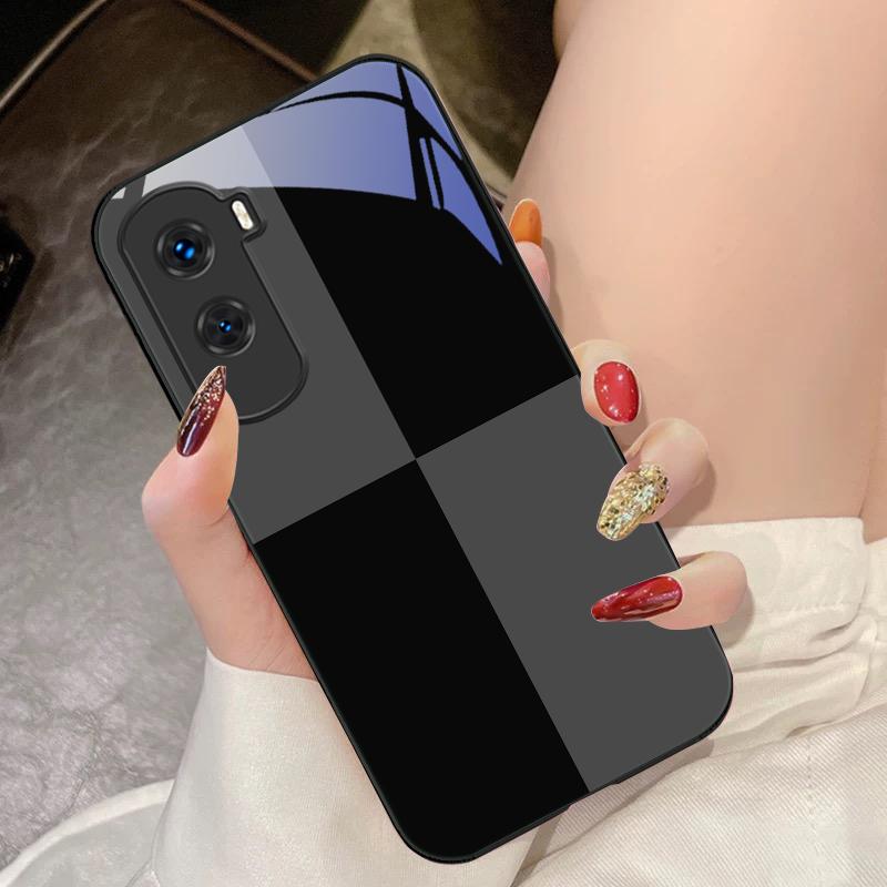 Black And White Grid For Honor 200 90 8X 9X Pro Lite P50 P40 Nova 10 11i P60 Magic4 6 Mate 20 50 Tempered Glass Phone Case
