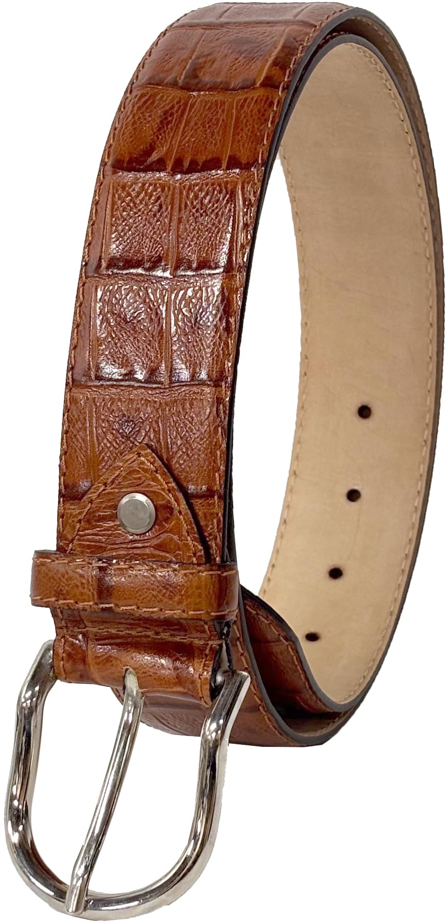[FashionBerry] Camel Italian Leather Belt, Crocodile Embossed Leather, Men s & Women s, Italian Leather Belt, Business, Formal, Brand, Handmade,