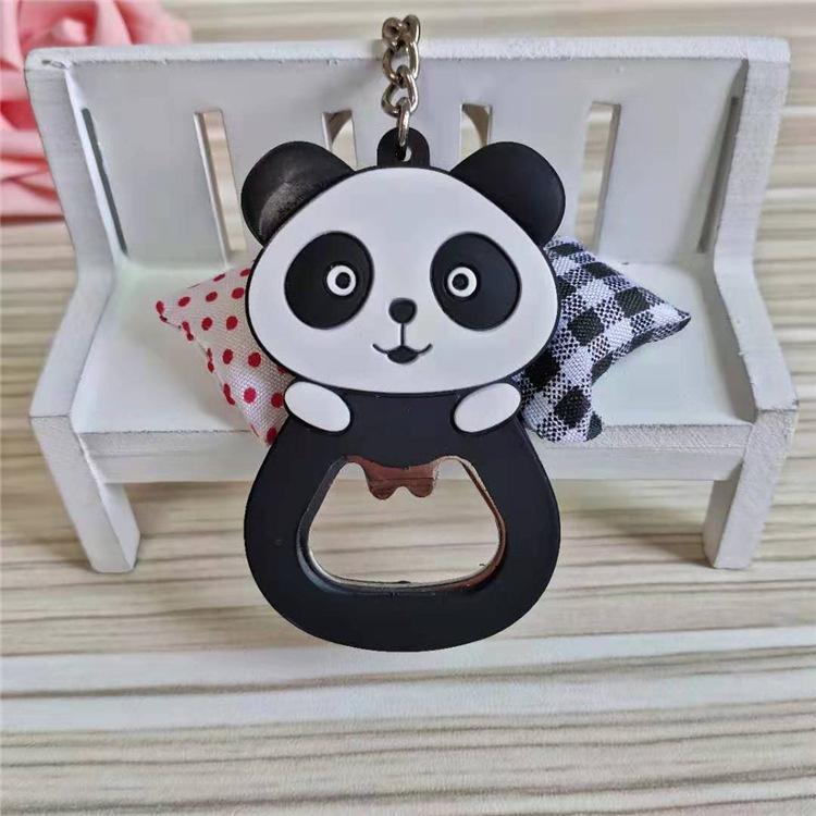 PVC Schlüsselanhänger Cartoon Panda Silikon Flaschenöffner Weinanfänger Kühlschrankaufkleber