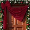 Christmas Bow Tree Topper Ornament Burgundy Velvet Wreath Bows Christmas Hanging Ribbon Gift Bows for Holiday Home Wall Outdoor Party Decoration