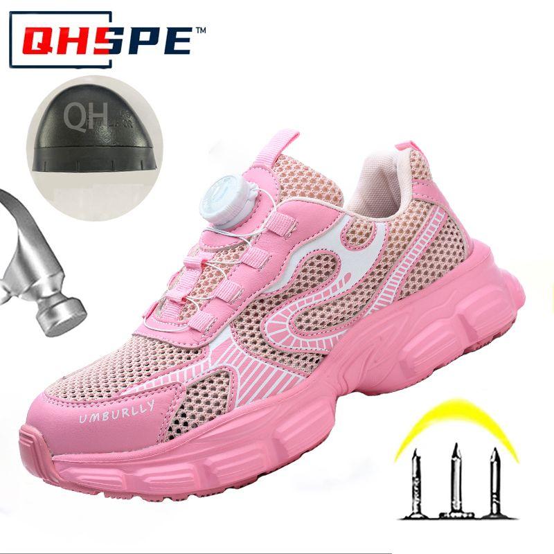 

Safety Shoes Woman Women Men s Work Shoes Lightweight Breathable Footwears with Protection Steel Toe Shoes Anti-puncture35-42 42 розовый