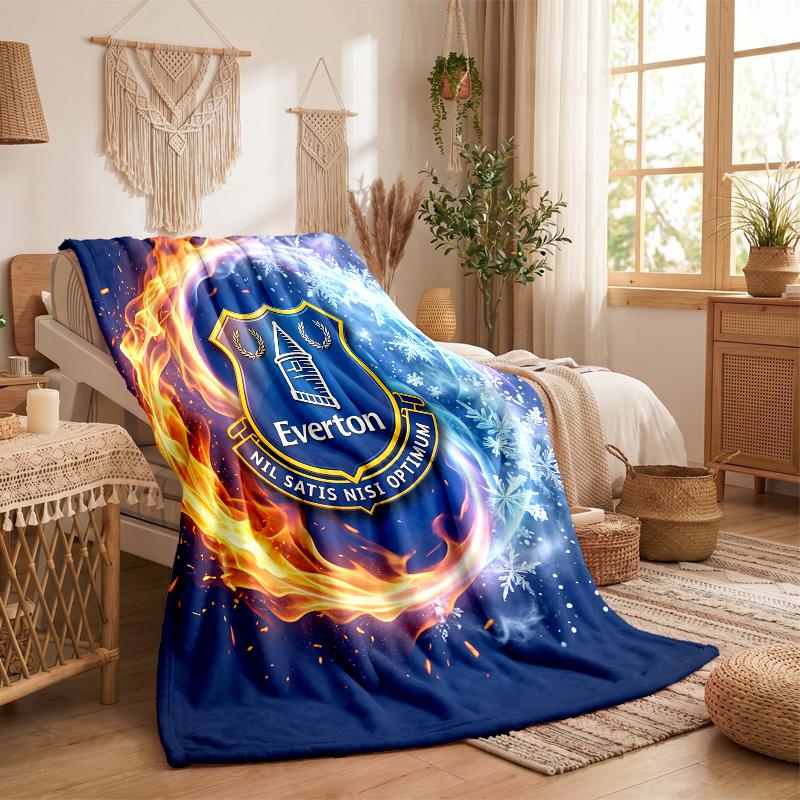 Coperta in Flanella con Stampa Calcio Everton Morbida Calda Coperta da Divano Letto per Casa Ufficio Camera da Letto