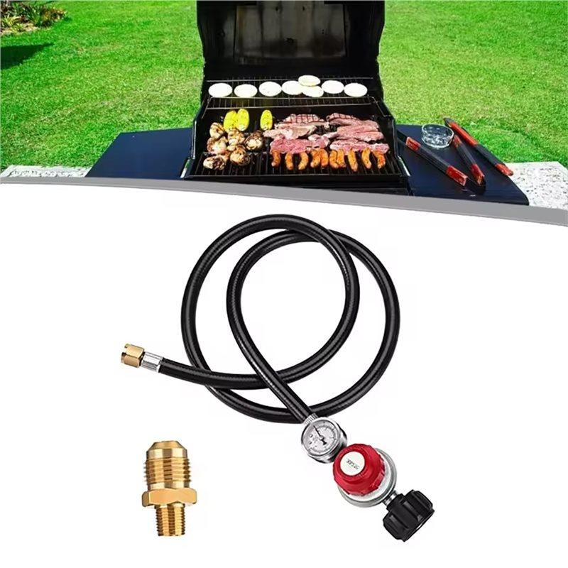 J1UL1N Adjustable 0-30 PSI Propane Regulator With 4FT Hose And Gauge For Grills And Cooking Burners