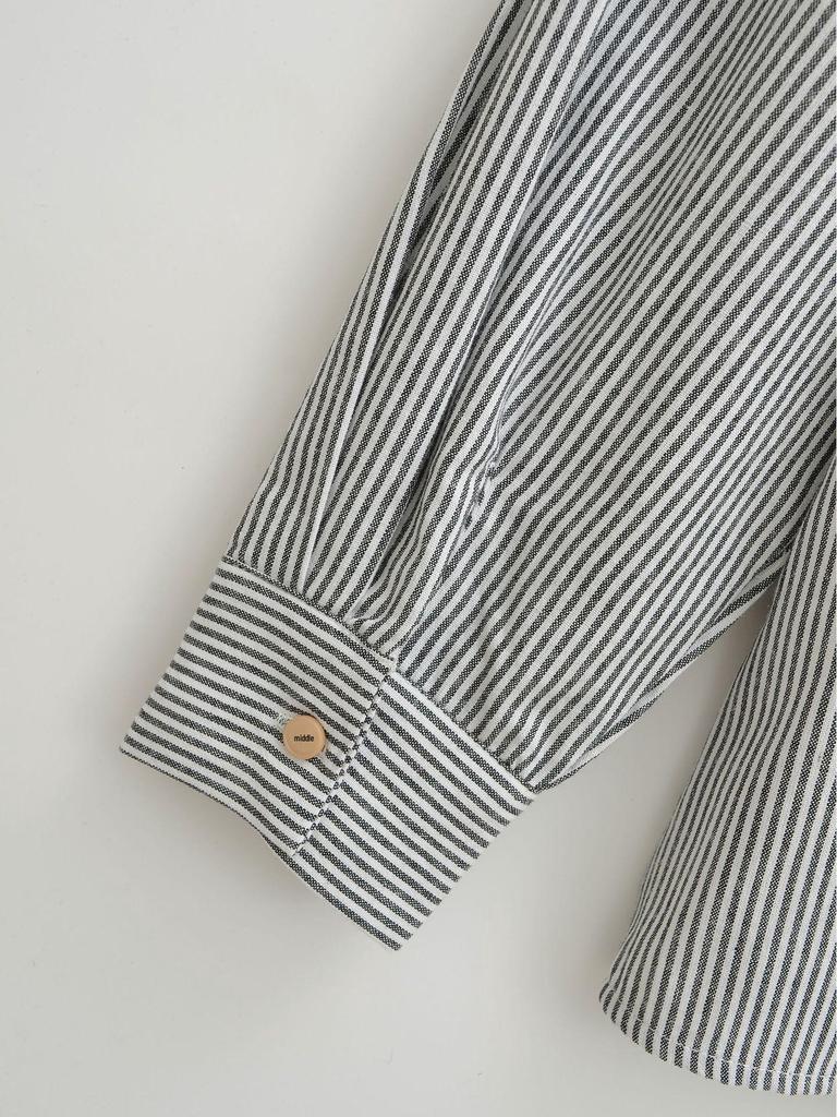 Women's Retro Striped Long Sleeve Lapel Shirt - Casual, Loose Fit for Spring and Autumn