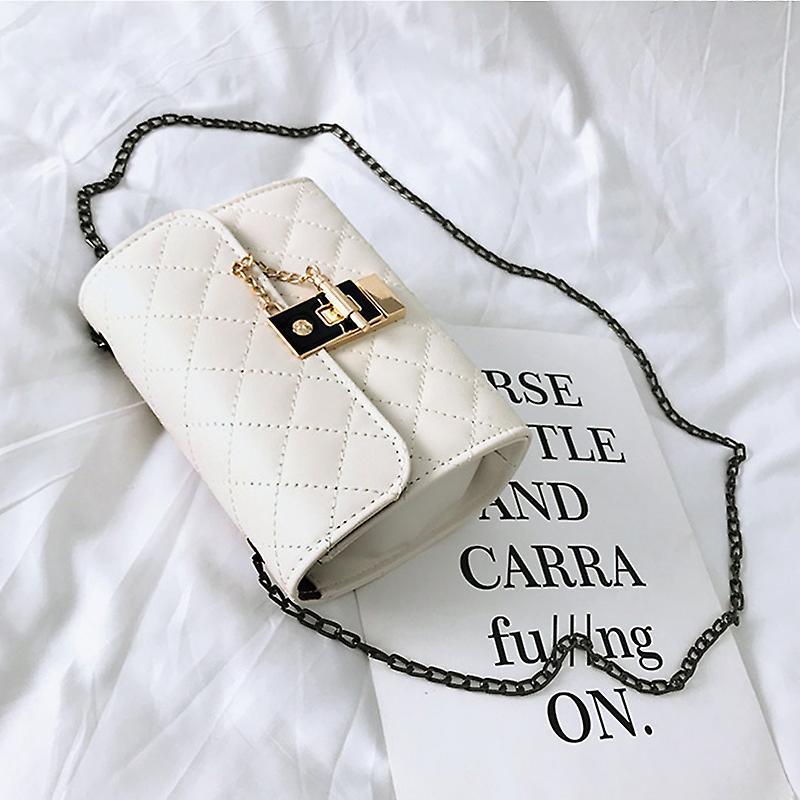 Women's Rhombic Shoulder Bag Fashion Rhombic Chain Lock Diagonal Small Square Bag