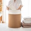 Wäschekörbe aus Korbgeflecht mit Griffen, hoher Jute-Aufbewahrungskorb für Wohnzimmer, Badezimmer, Wäschekorb aus gewebtem Seil