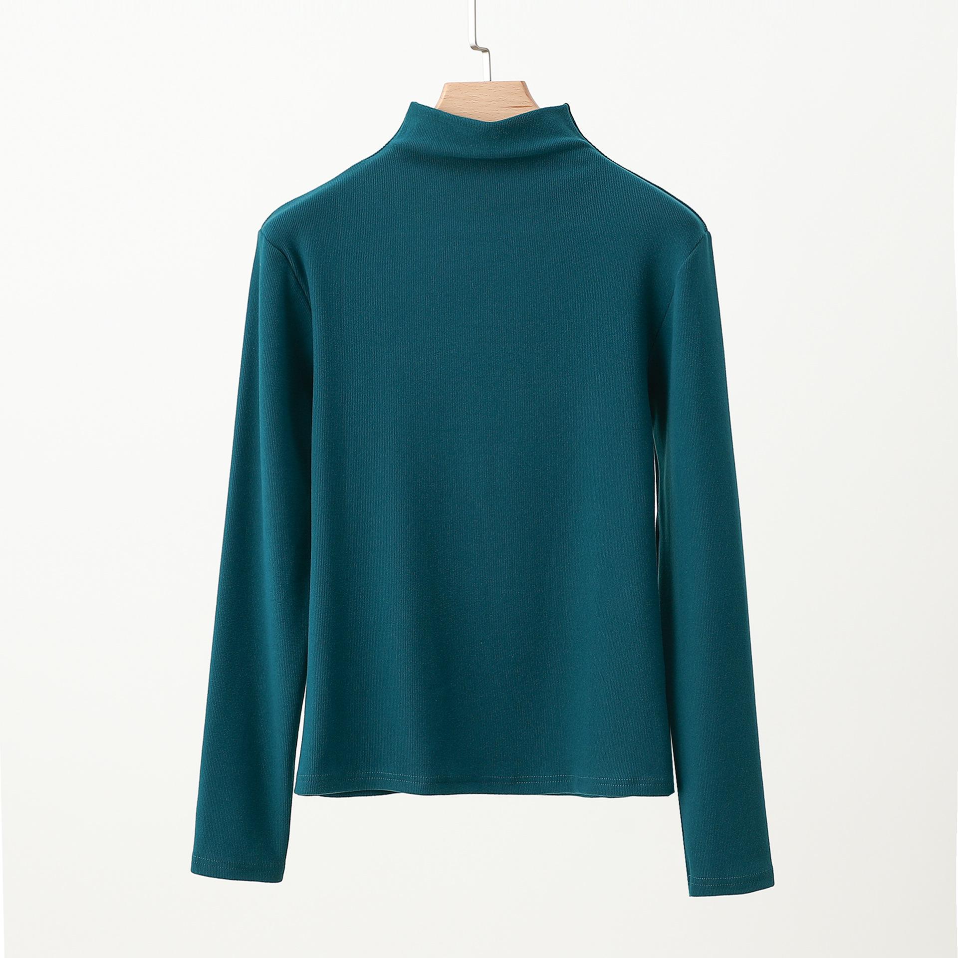 

Женский бархатный теплый топ-рубашка с полувысоким воротом и длинными рукавами для осени и зимы Extra Large