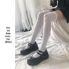 Japanese-Style White Silk Bow Knee-High Stockings
