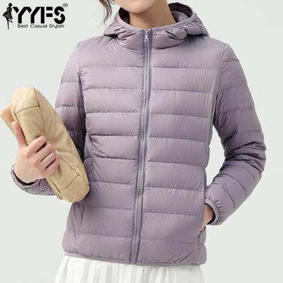 Casaco de Penas com Capuz para Mulheres 2025 Novo Estilo Curto Leve e Espesso Quente Slim Fit Veludo Casaco Fashion