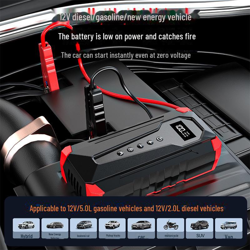Portable Car and Motorcycle Jump-Start Air Pump with Emergency Power Supply