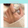 Stylish Vintage Geometric Open Adjustable Copper Ring For Women With Elegant Glazed Design
