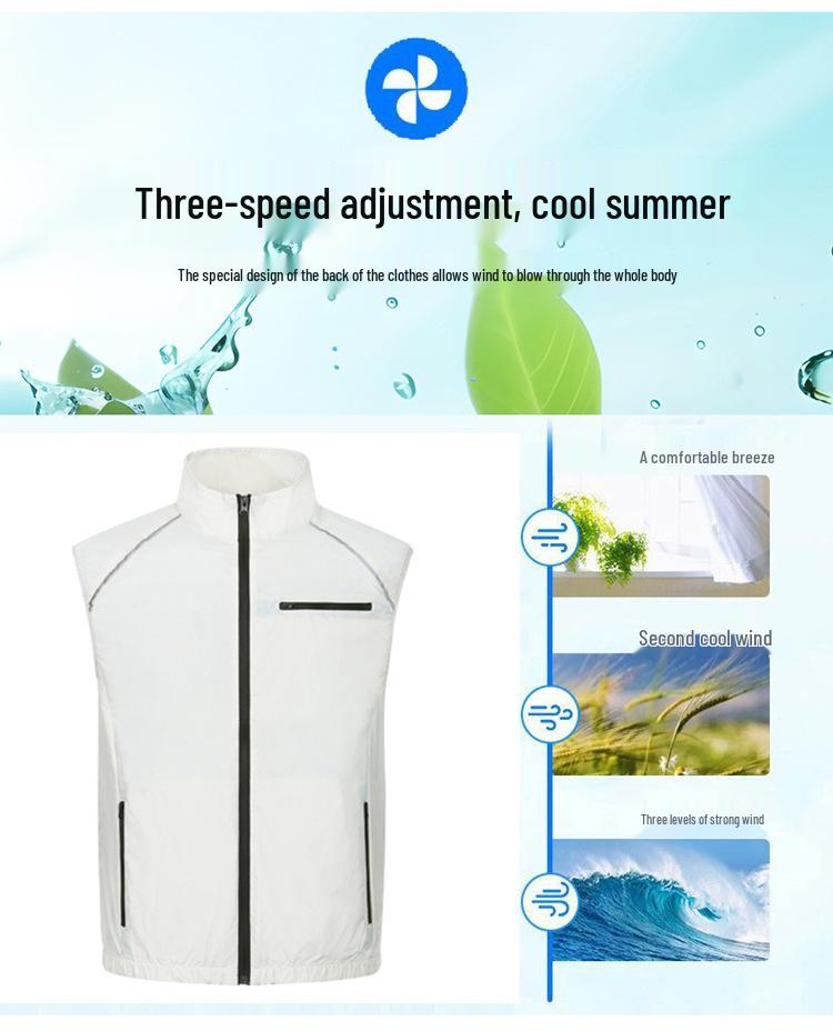 Unisex Sleeveless Cooling Workwear with Fan for Summer Heatstroke Prevention