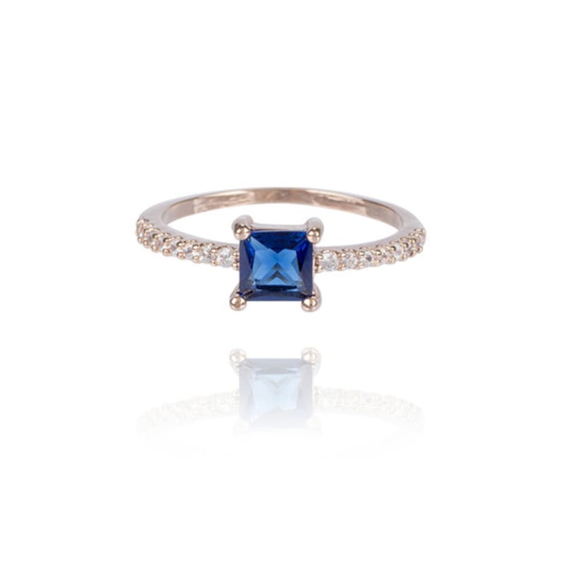 

AUGUST ALICE Sapphire Princess Cut Cubic Ring ONE