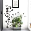 Home Decor Black Flower Rattan 3D Butterfly Wall Stickers Living Room Background Room Wall Stickers Dark Style