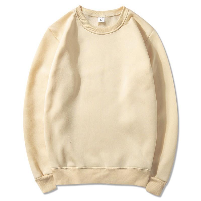 Unisex Fleece Sweatshirt Casual Sports Pullover Solid Color Long Sleeve Top Men Women