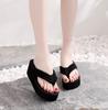 Korean Style Women's High Heel Summer Flip-Flops and Slippers with Thick Soles for Outdoor and Beach Wear